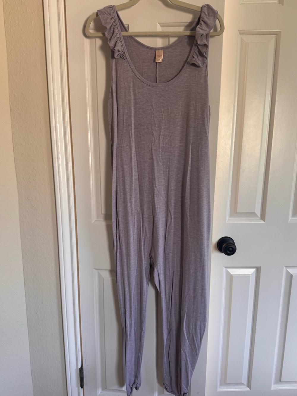 Smash + Tess Lavender Ruffle-Shoulder Sleeveless Jumpsuit